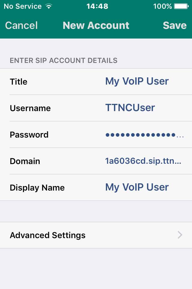 Enter the VoIP User credentials
