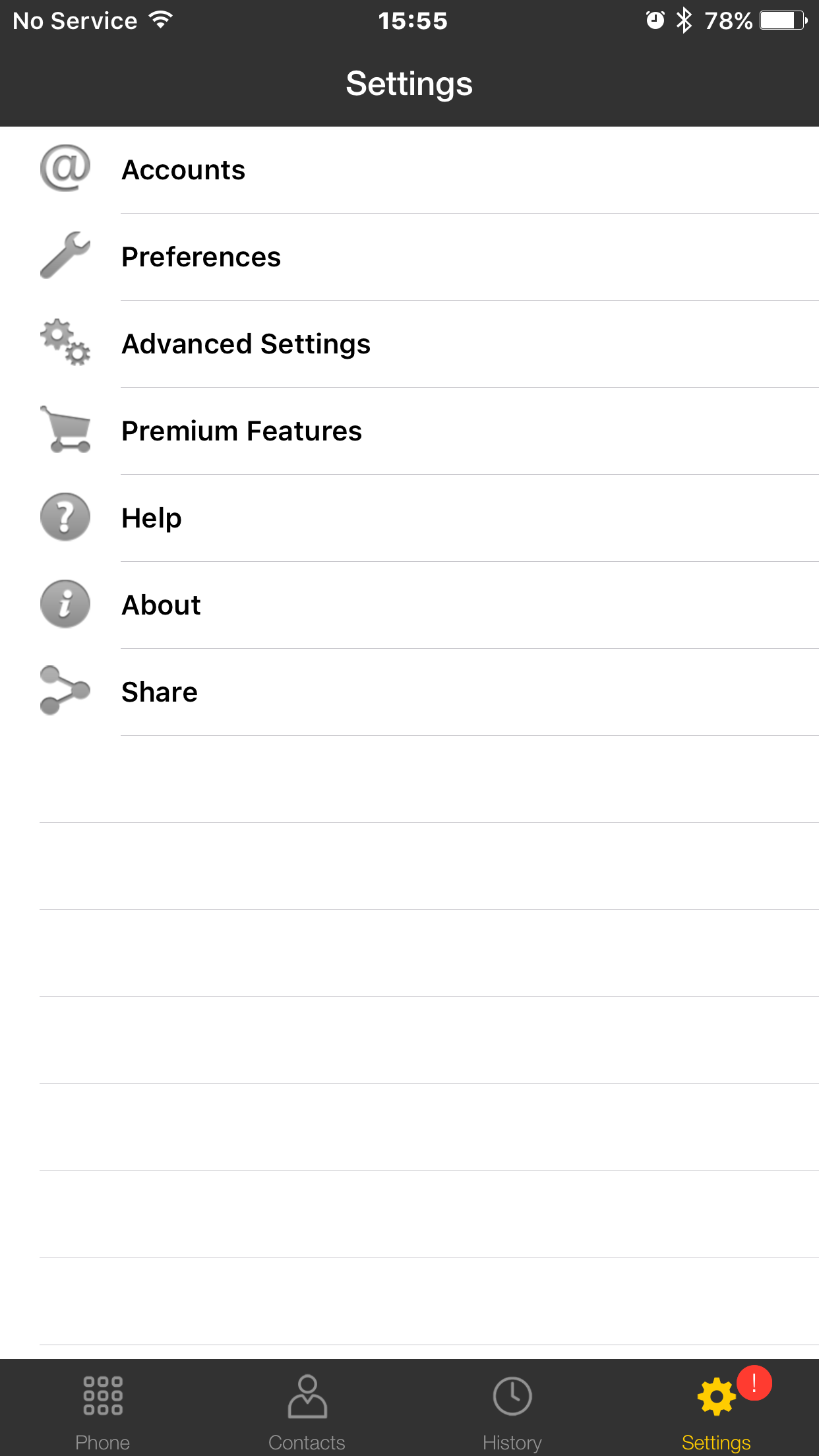 Click the 'Settings' tab and then select 'Accounts'