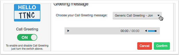 Select a Greeting message from the drop down