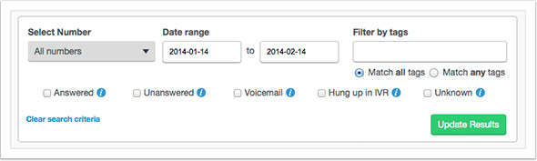 You can filter the results shown