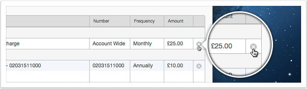 Click the delete icon next to the monthly tariff