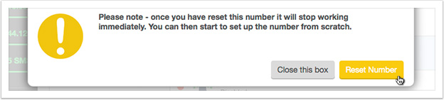 Confirm that you want to reset the number