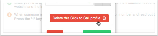 Click the 'Delete this Click to Call profile' button