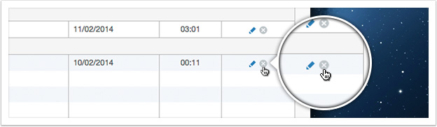 Click the delete icon to remove the recording