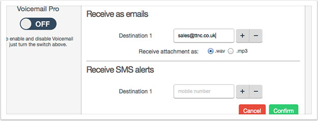 Select 'Virtual Receptionist' from the drop down