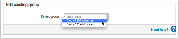 Select the group to edit from the drop down