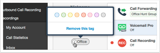 Select a colour or remove the tag