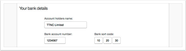 Enter your bank details