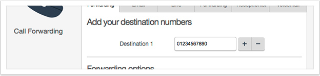 Type the destination number into the input