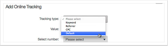 Select the type of tracking number from the drop down