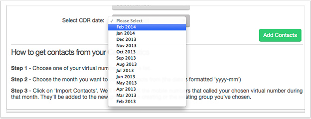 Select a date from the drop down