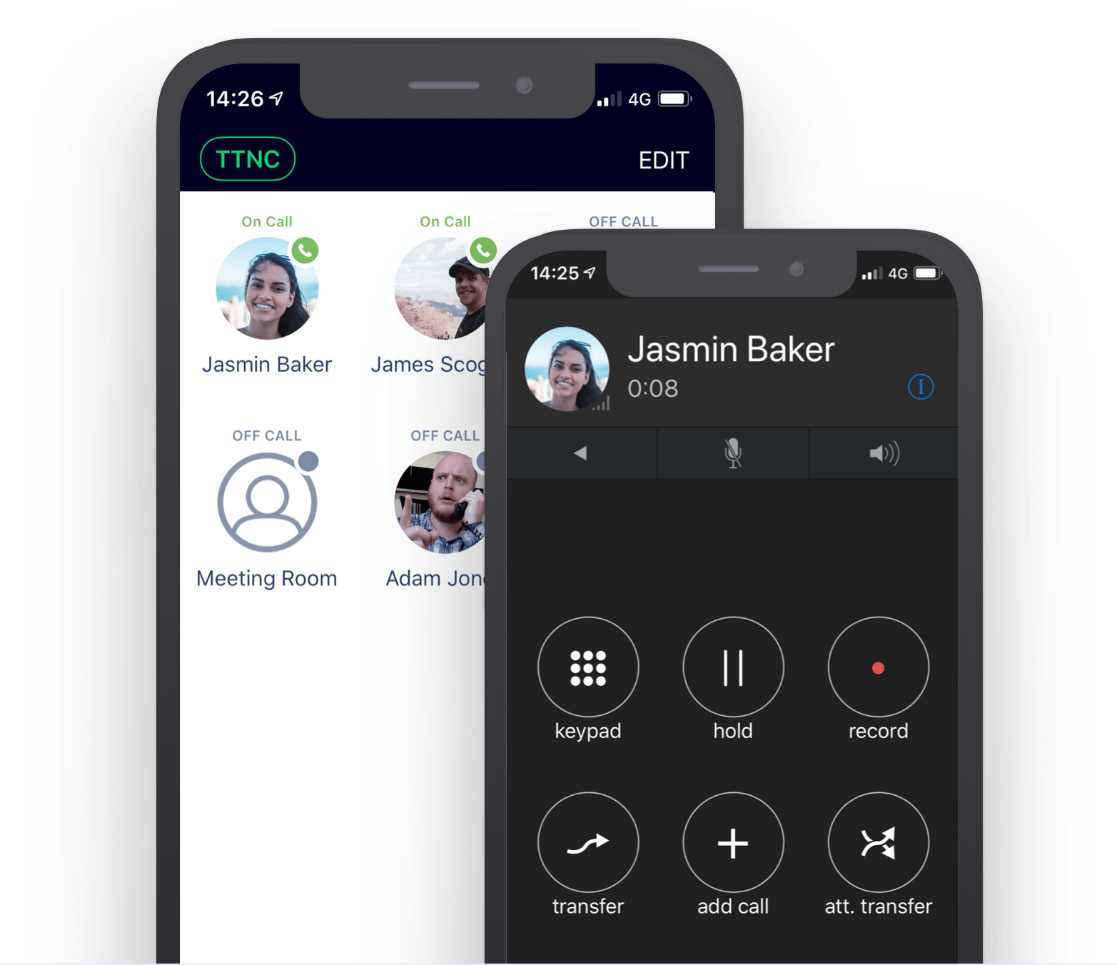Mobile phone, softphone screenshots