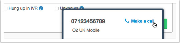 Click the 'Make a call' link to start the call