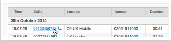 Click the number to call it
