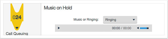 Select either ringing or music on hold