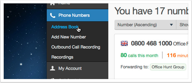Select 'Address Book' from the left hand menu