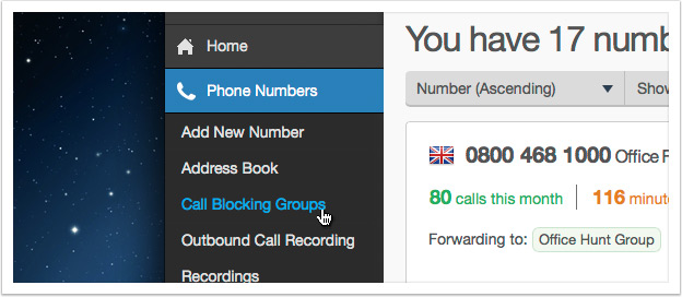 Select Call Blocking Groups