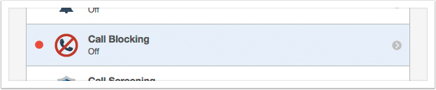 Select 'Call Blocking' from the list of services