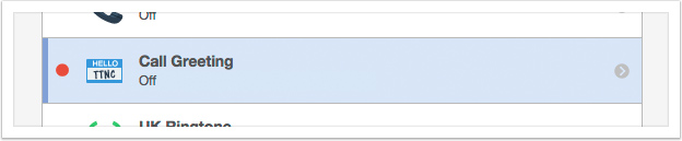 Select 'Call Greeting' from the list of services