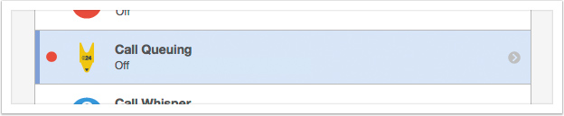 Select 'Call Queuing' from the list of services