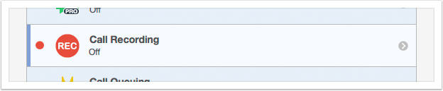 Select 'Call Recording' from the list of services