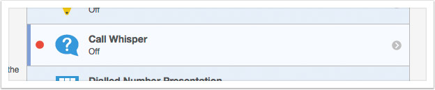 Select 'Call Whisper' from the list of services