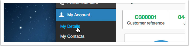 Click the 'My Details' link in the left hand menu