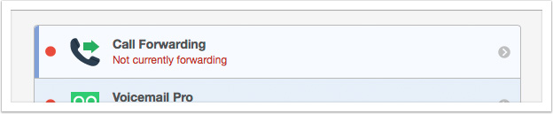 Select Call Forwarding from the list of services