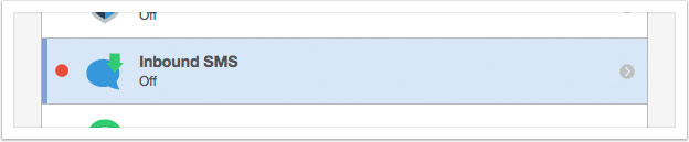Select 'Inbound SMS' from the list of services