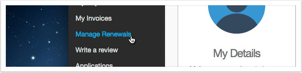 Click the 'Manage Renewals' link in the left hand menu