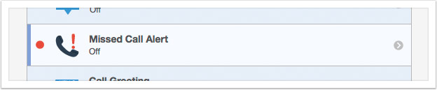 Select 'Missed Call Alert' from the list of services