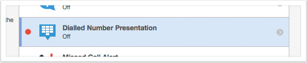 Select 'Number Presentation' from the list of services