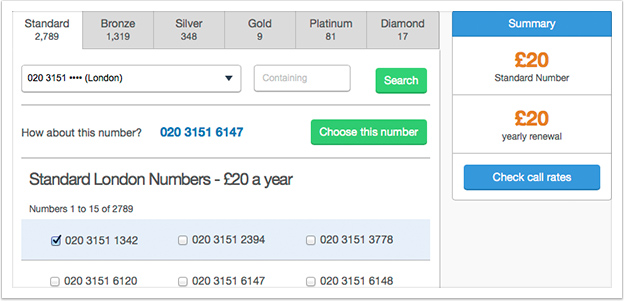 Tick the box next to each number you want