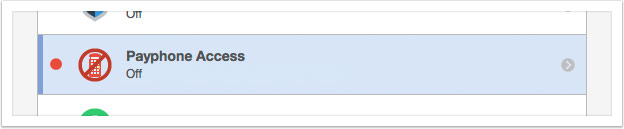 Select 'Payphone Access' from the list of services