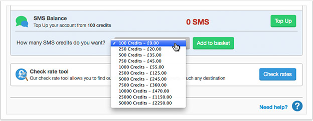 Select an amount to top up by
