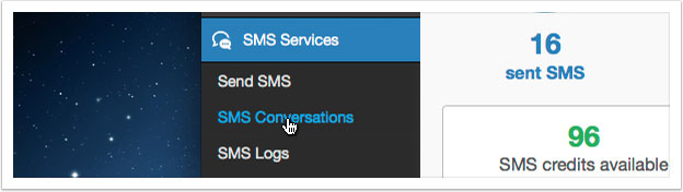 Click the 'SMS Conversations' link in the left hand menu