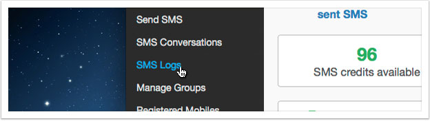 Click the 'SMS Logs' link in the left hand menu