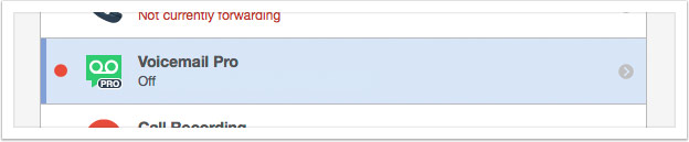 Select 'Voicemail' from the list of services