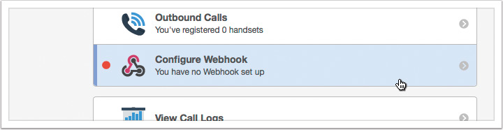 Select Webhooks from the list of services