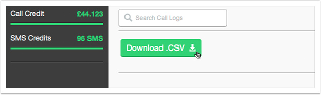 Click the 'Download .CSV' button in the table header to download your SMS logs