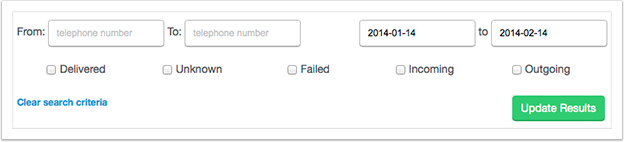 You can filter the SMS messages shown
