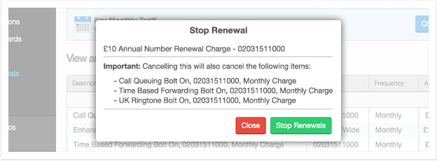A pop up will tell you what services will be affected