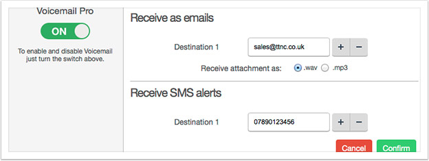 Voicemail configured