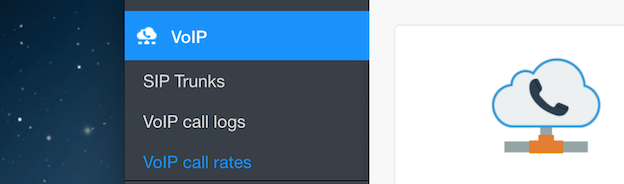 Select 'VoIP call rates' from the left hand menu