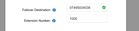 Choose a Failover Destination and create an Extenstion Number
