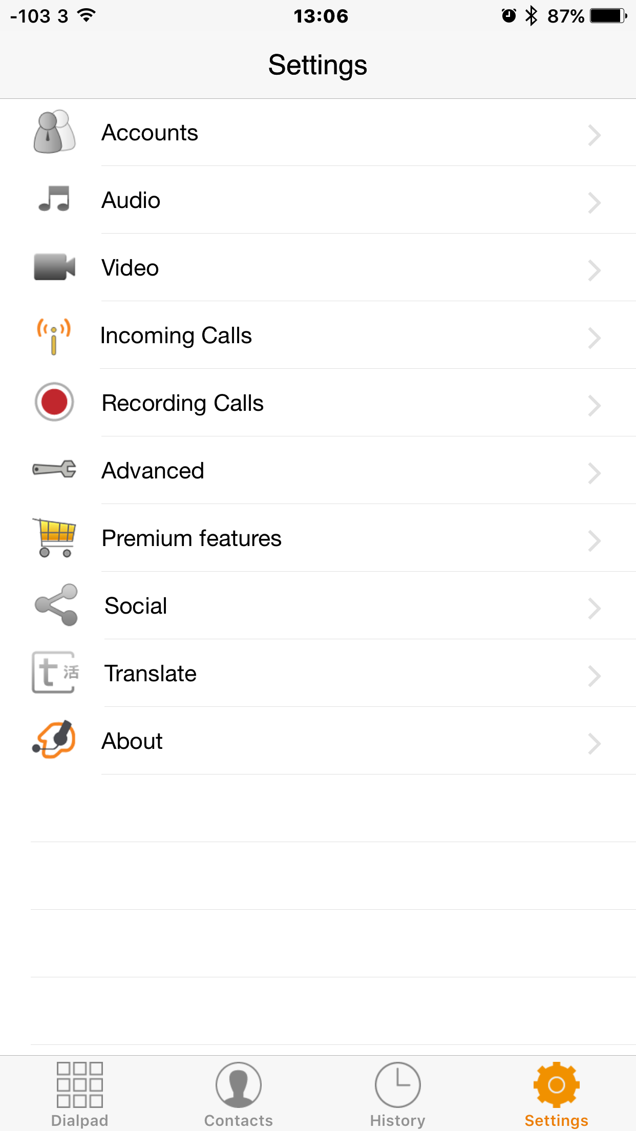 Click the 'Settings' tab and then select 'Accounts'