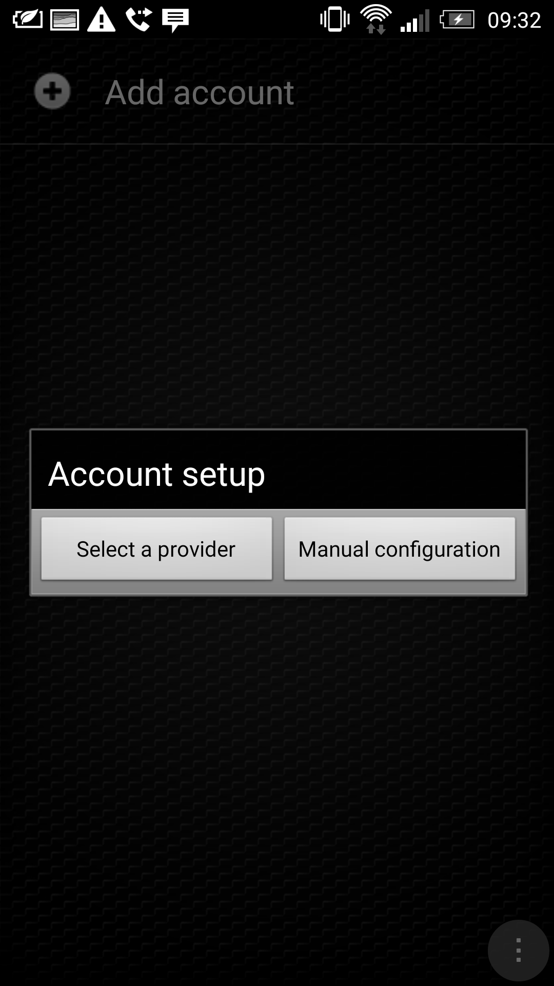 Select 'Manual Configuration' 